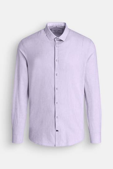 COLOURS & SONS Leinenmix-Hemd lavendel