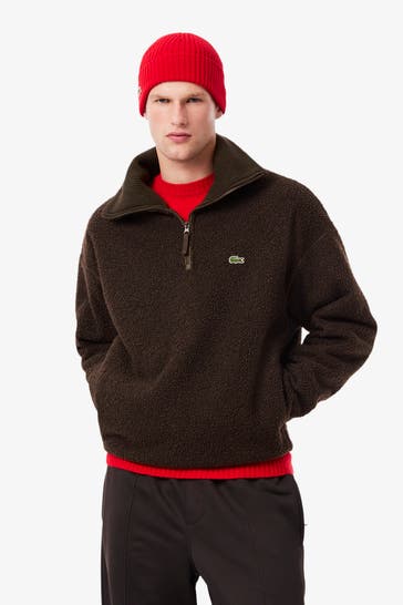 LACOSTE Fleece-Troyer dunkelbraun