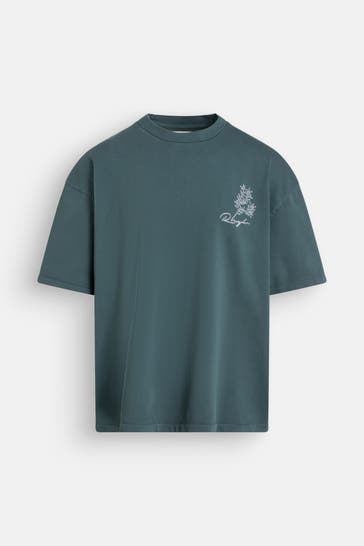 ROUGH. T-Shirt 'Olive Stitched' rauchblau