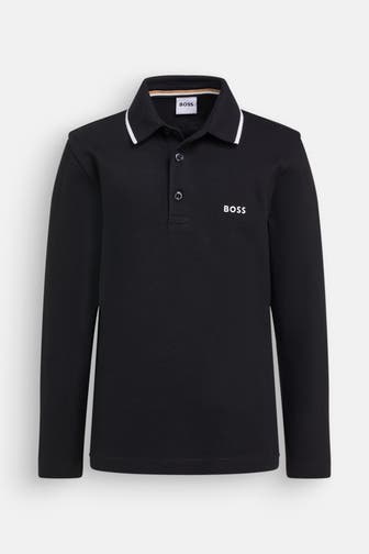 BOSS Langarm-Polo schwarz