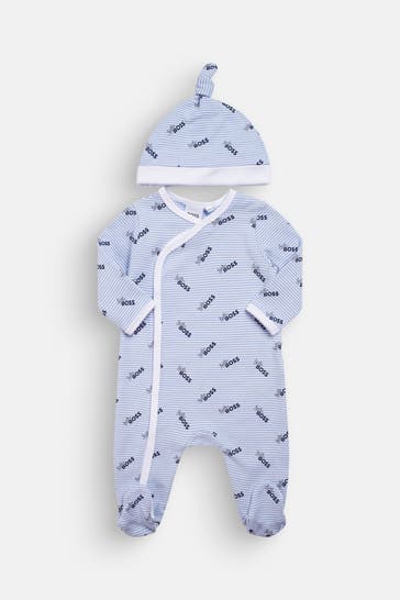 BOSS Set: Strampler & Mütze gestreift