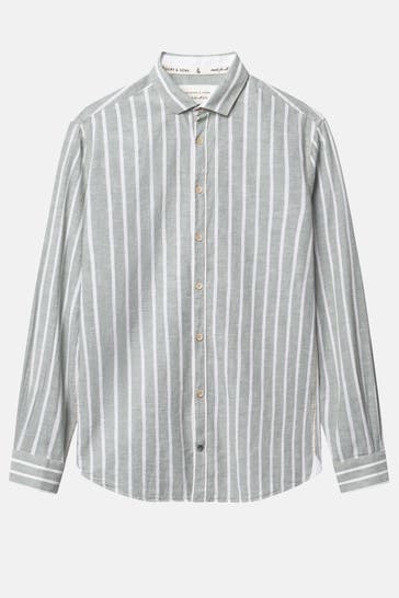 COLOURS & SONS Leinenmix-Hemd gestreift