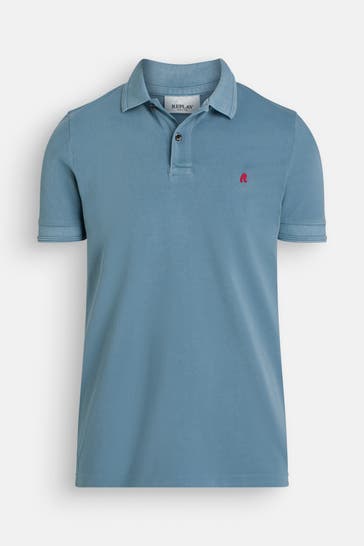 REPLAY Polo-Shirt taubenblau