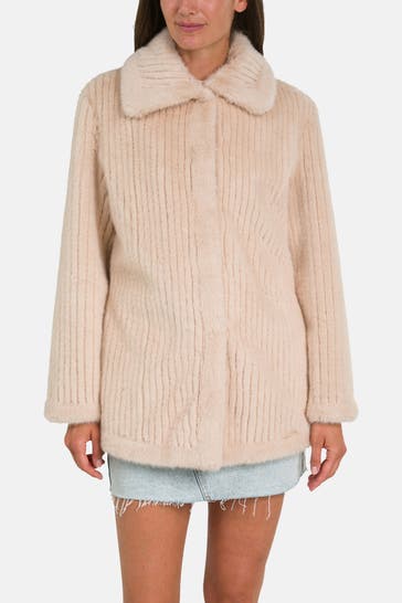 GUESS Kunstfellmantel 'Francesca' beige