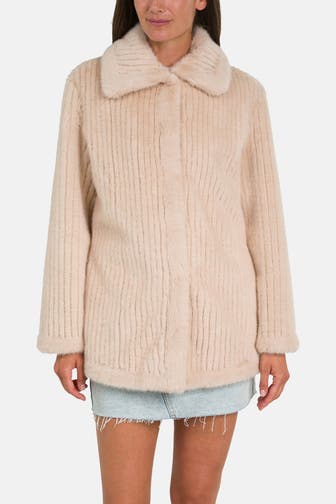 GUESS Kunstfellmantel 'Francesca' beige